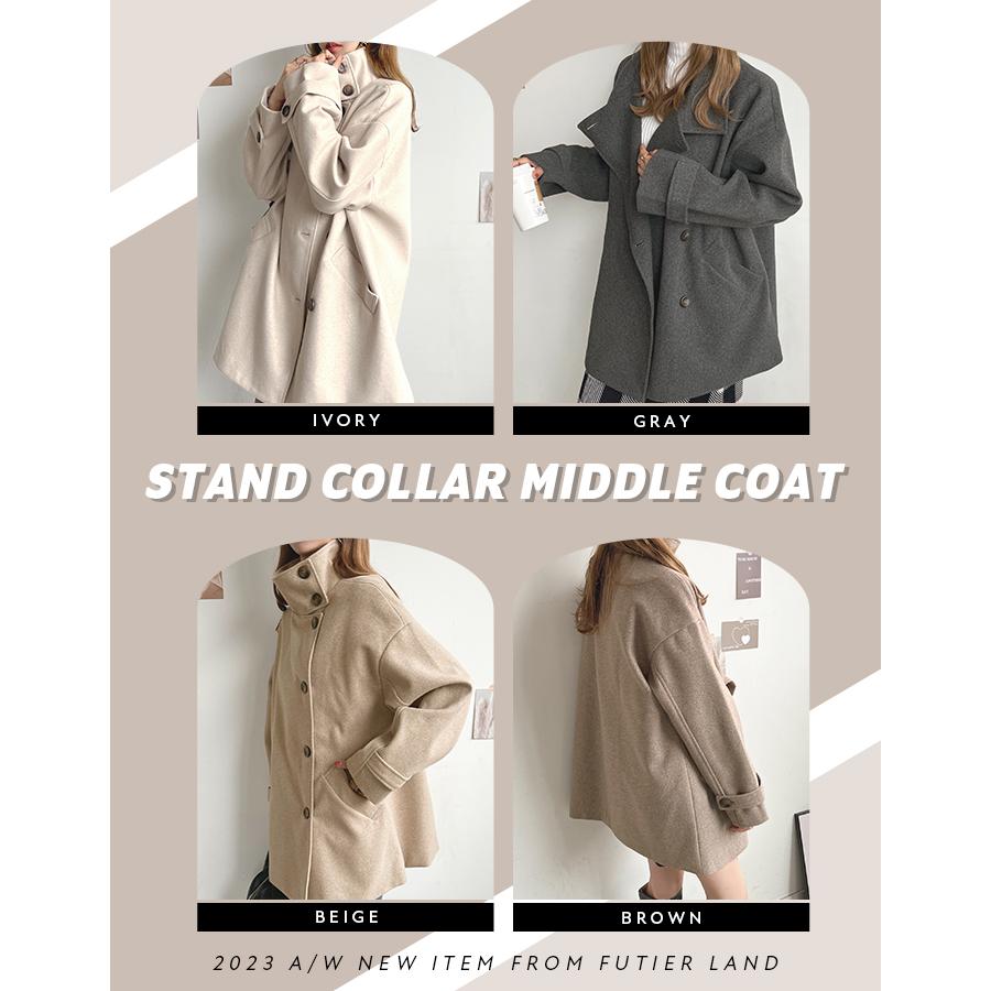 アウター ステンカラー ミドル コート レディース ミドルコート 袖ベルト オフィスカジュアル カジュアル / スタンドカラーミドルコート アウター ステンカラー ミドル コート レディース ミドルコート 袖ベルト オフィスカジュアル カジュアル / スタンドカラーミドルコート