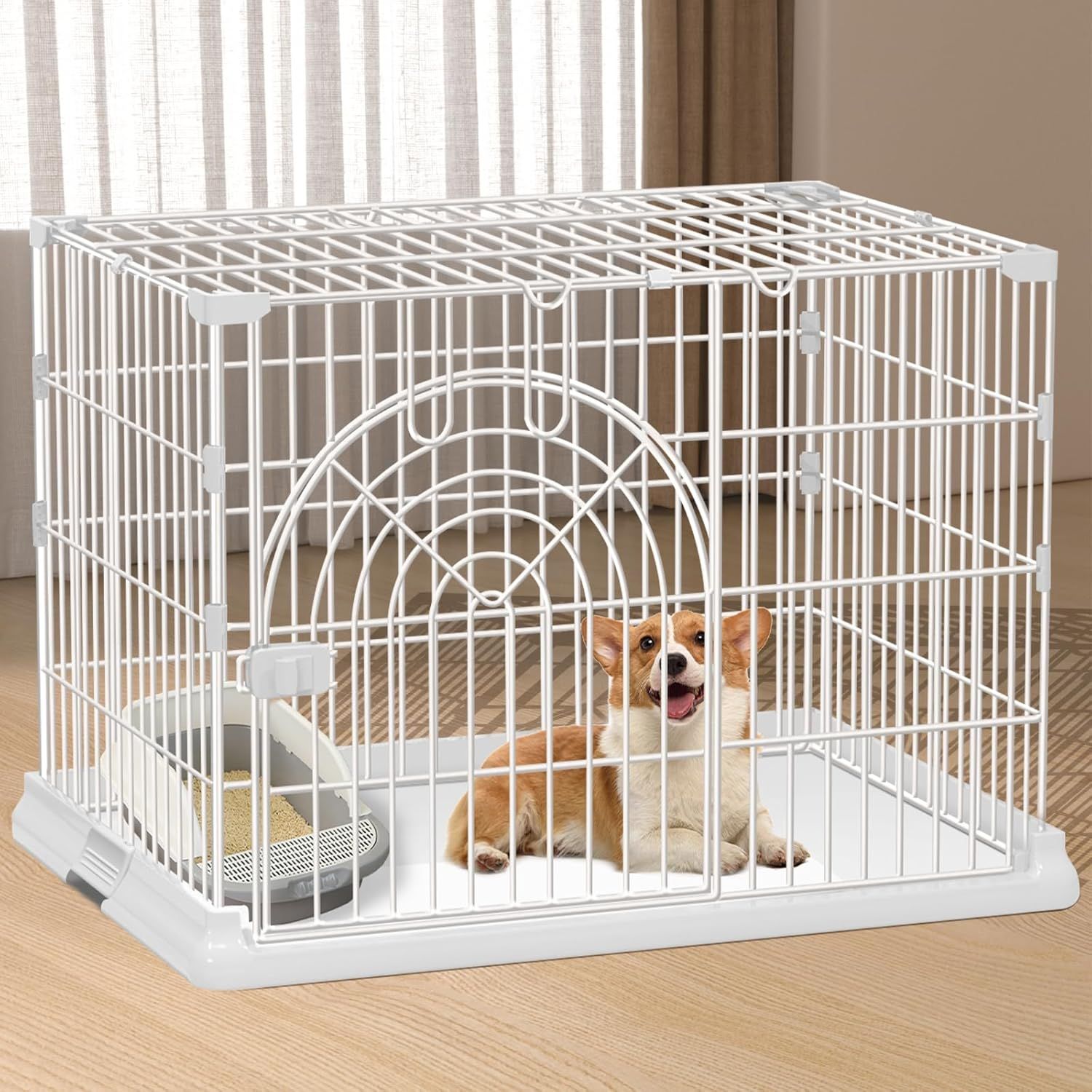 犬のケージ 犬 サークル ペットサークル 屋根付き ペットケージ ケージ 組立簡単 掃除簡単 犬用 小型犬用 脱出防止 室内外兼用 ペット用品 (ホワイト 100x65.5x63cm) 犬のケージ 犬 サークル ペットサークル 屋根付き ペットケージ ケージ 組立簡単 掃除簡単 犬用 小型犬用 脱出防止 室内外兼用 ペット用品 (ホワイト 100x65.5x63cm)