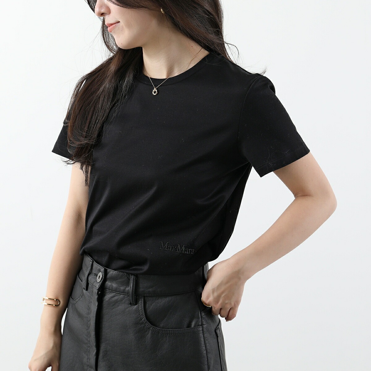 MAX MARA マックスマーラ Tシャツ NERINA ネリナ レディース 半袖 カットソー コットン クルーネック ロゴ 刺繍 カラー2色