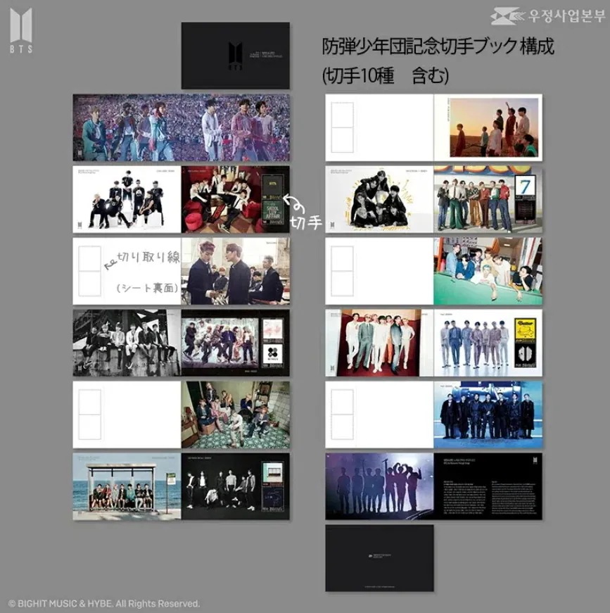 BTS [バンタン]BEYOND THE STORY [英語版]+10周年記念切手ブック+10周年記念(初日封筒) 初日カバー スタンプ印 記念封筒セット[10枚]+葉書セット[10枚]+カレンダー