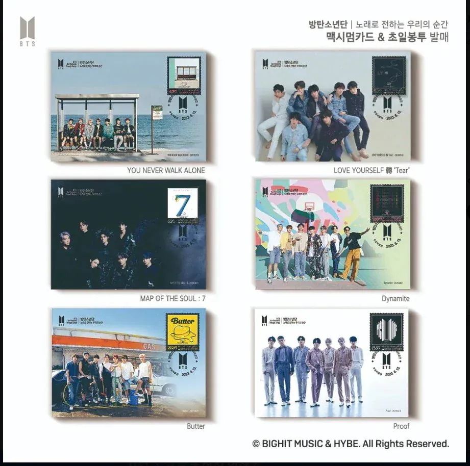 BTS [バンタン]BEYOND THE STORY [英語版]+10周年記念切手ブック+10周年記念(初日封筒) 初日カバー スタンプ印 記念封筒セット[10枚]+葉書セット[10枚]+カレンダー