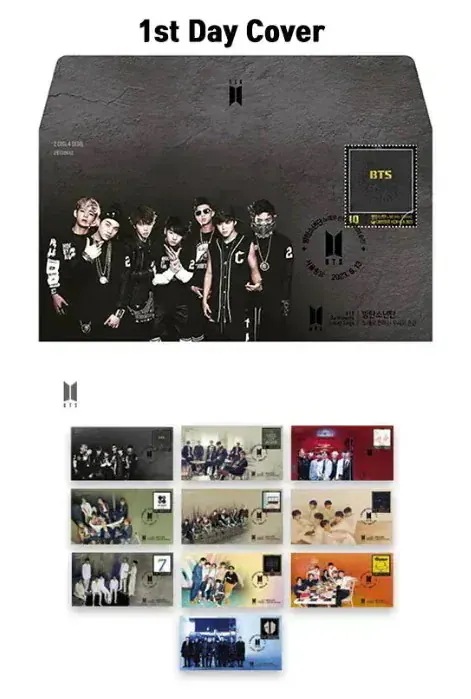 BTS [バンタン]BEYOND THE STORY [英語版]+10周年記念切手ブック+10周年記念(初日封筒) 初日カバー スタンプ印 記念封筒セット[10枚]+葉書セット[10枚]+カレンダー