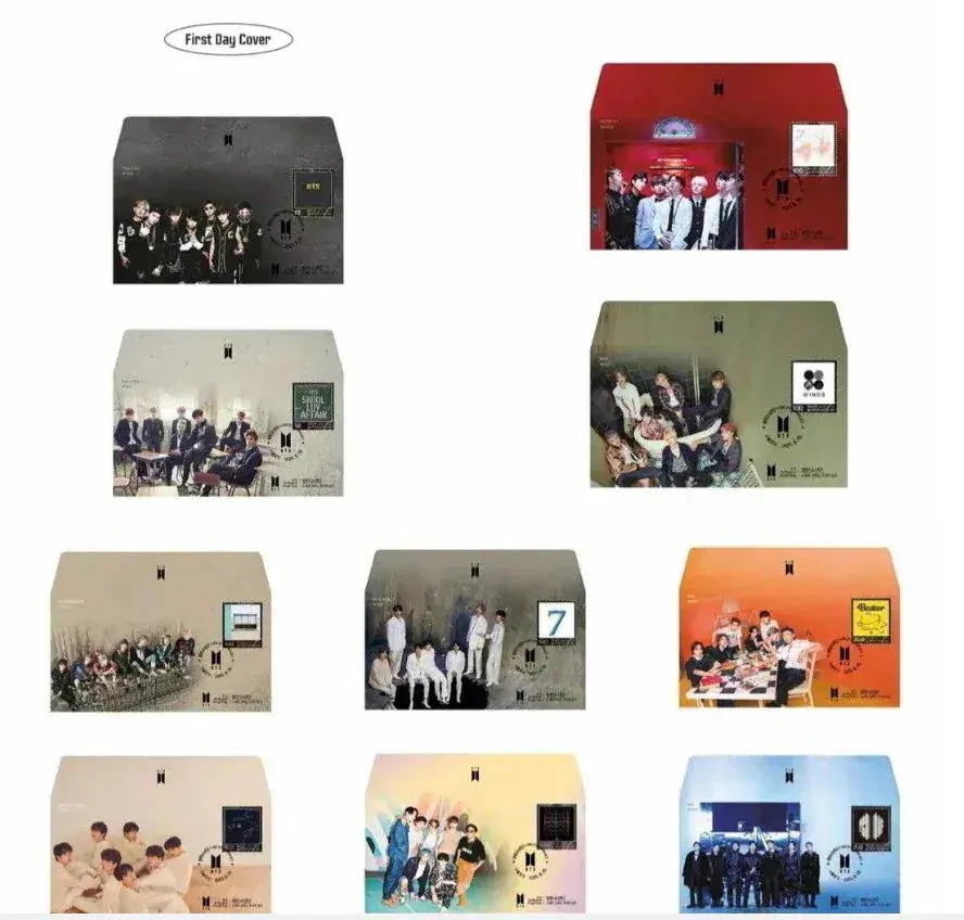 BTS [バンタン]BEYOND THE STORY [英語版]+10周年記念切手ブック+10周年記念(初日封筒) 初日カバー スタンプ印 記念封筒セット[10枚]+葉書セット[10枚]+カレンダー