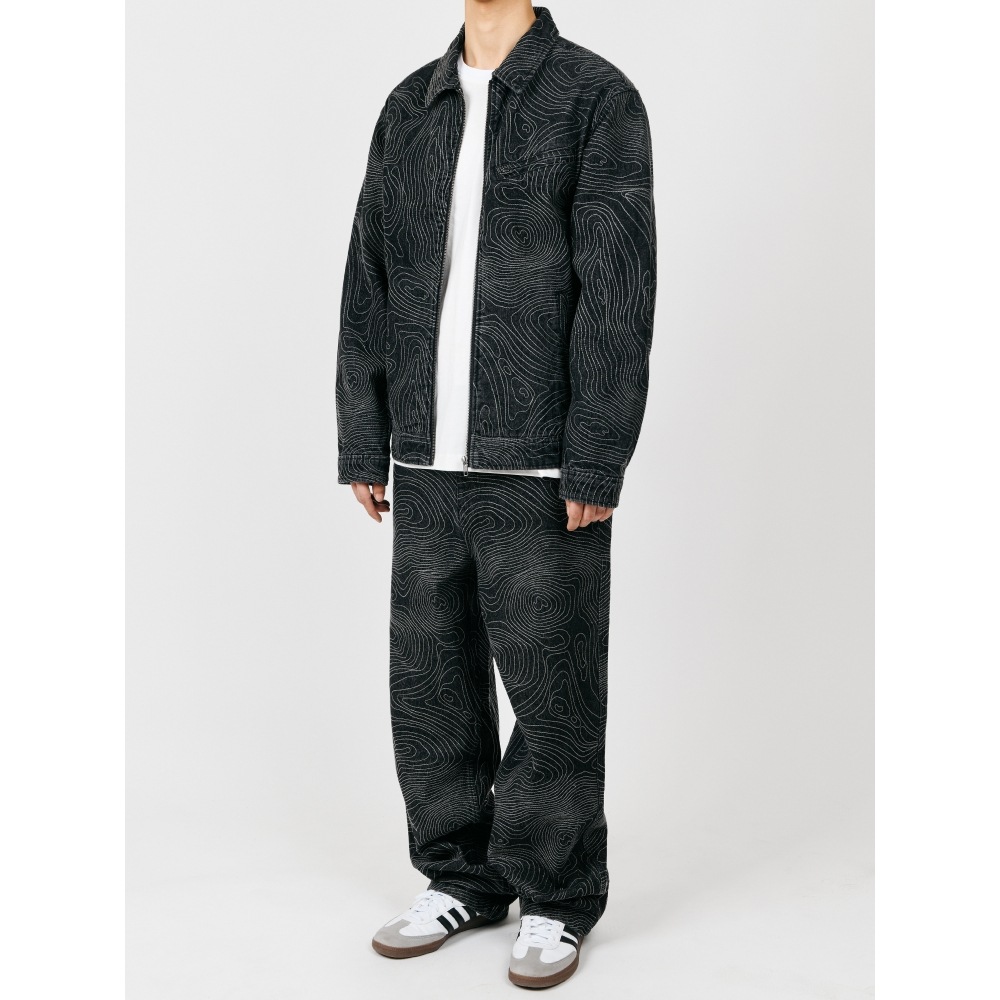 体育部 PHYPS コンターマップデニムジャケットブラック 体育部 PHYPS コンターマップデニムジャケットブラック