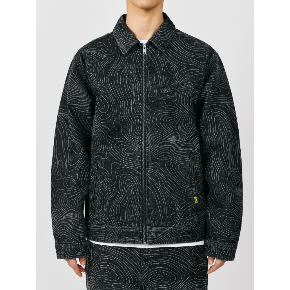 体育部 PHYPS コンターマップデニムジャケットブラック 体育部 PHYPS コンターマップデニムジャケットブラック