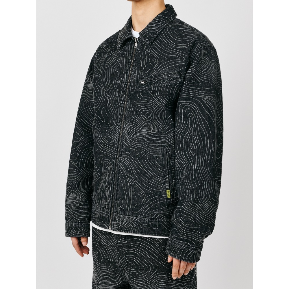 体育部 PHYPS コンターマップデニムジャケットブラック 体育部 PHYPS コンターマップデニムジャケットブラック