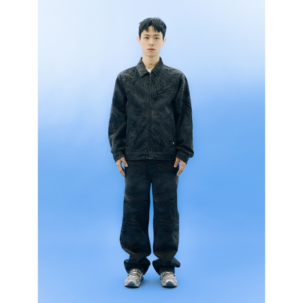 体育部 PHYPS コンターマップデニムジャケットブラック 体育部 PHYPS コンターマップデニムジャケットブラック