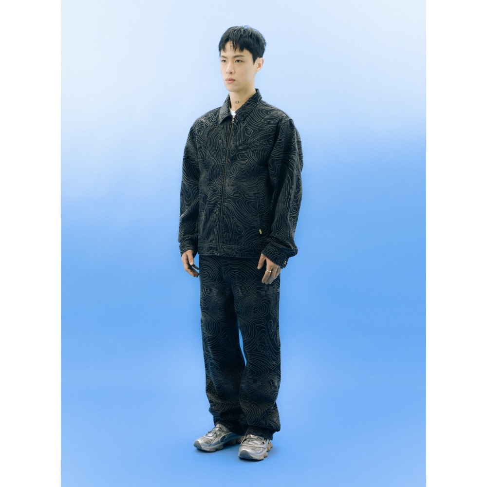 体育部 PHYPS コンターマップデニムジャケットブラック 体育部 PHYPS コンターマップデニムジャケットブラック