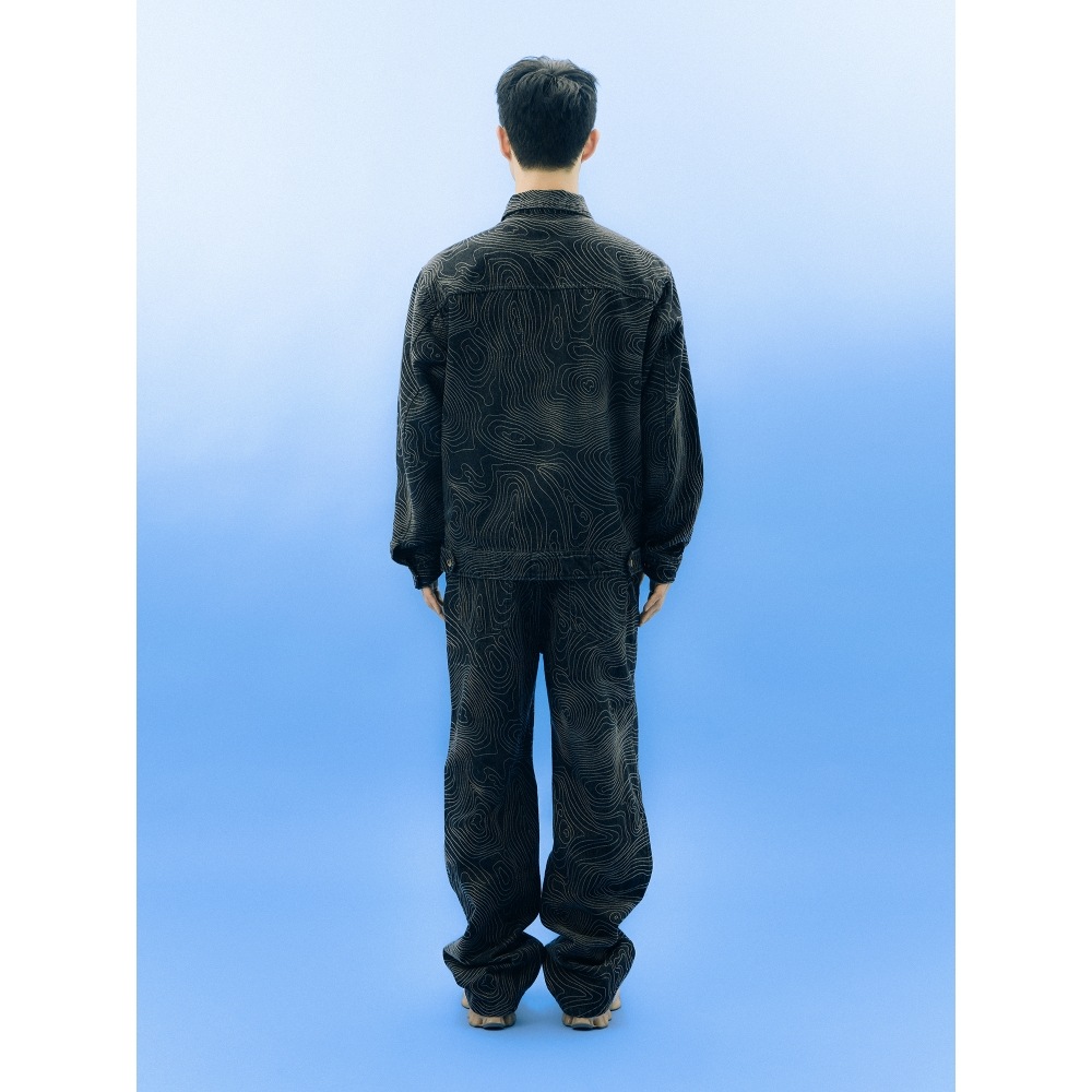 体育部 PHYPS コンターマップデニムジャケットブラック 体育部 PHYPS コンターマップデニムジャケットブラック