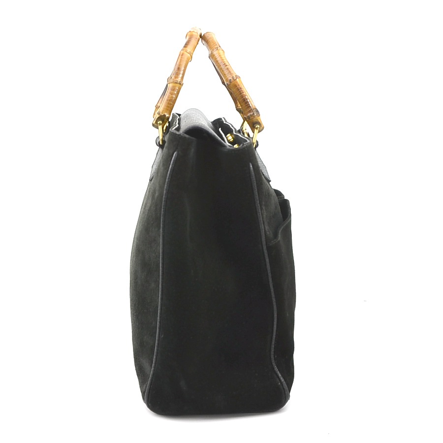 グッチ GUCCI ハンドバッグ バンブー スエード ブラック レディース e59214a