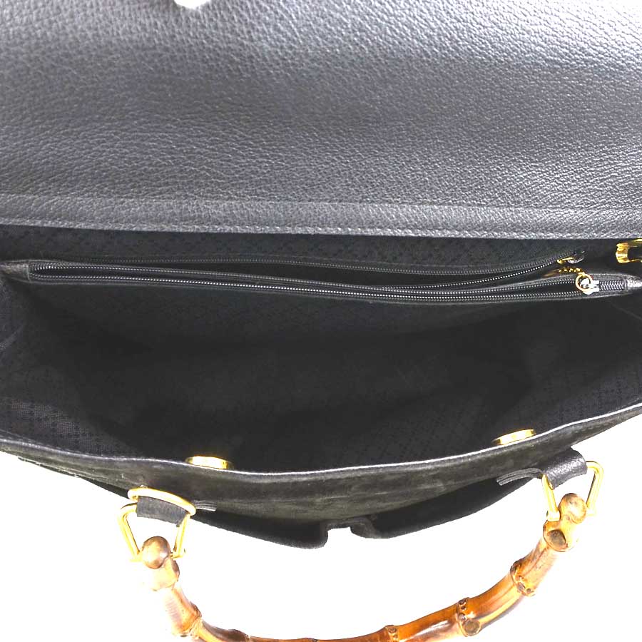 グッチ GUCCI ハンドバッグ バンブー スエード ブラック レディース e59214a