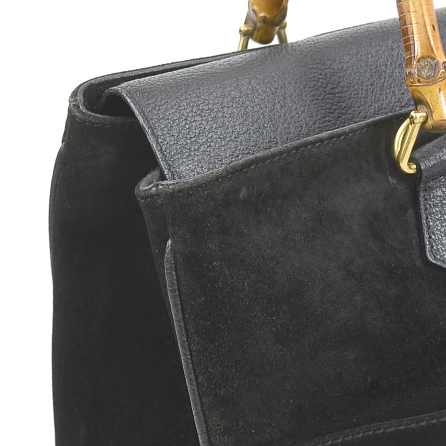 グッチ GUCCI ハンドバッグ バンブー スエード ブラック レディース e59214a