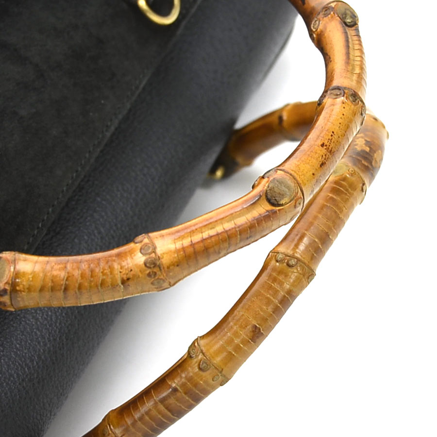グッチ GUCCI ハンドバッグ バンブー スエード ブラック レディース e59214a