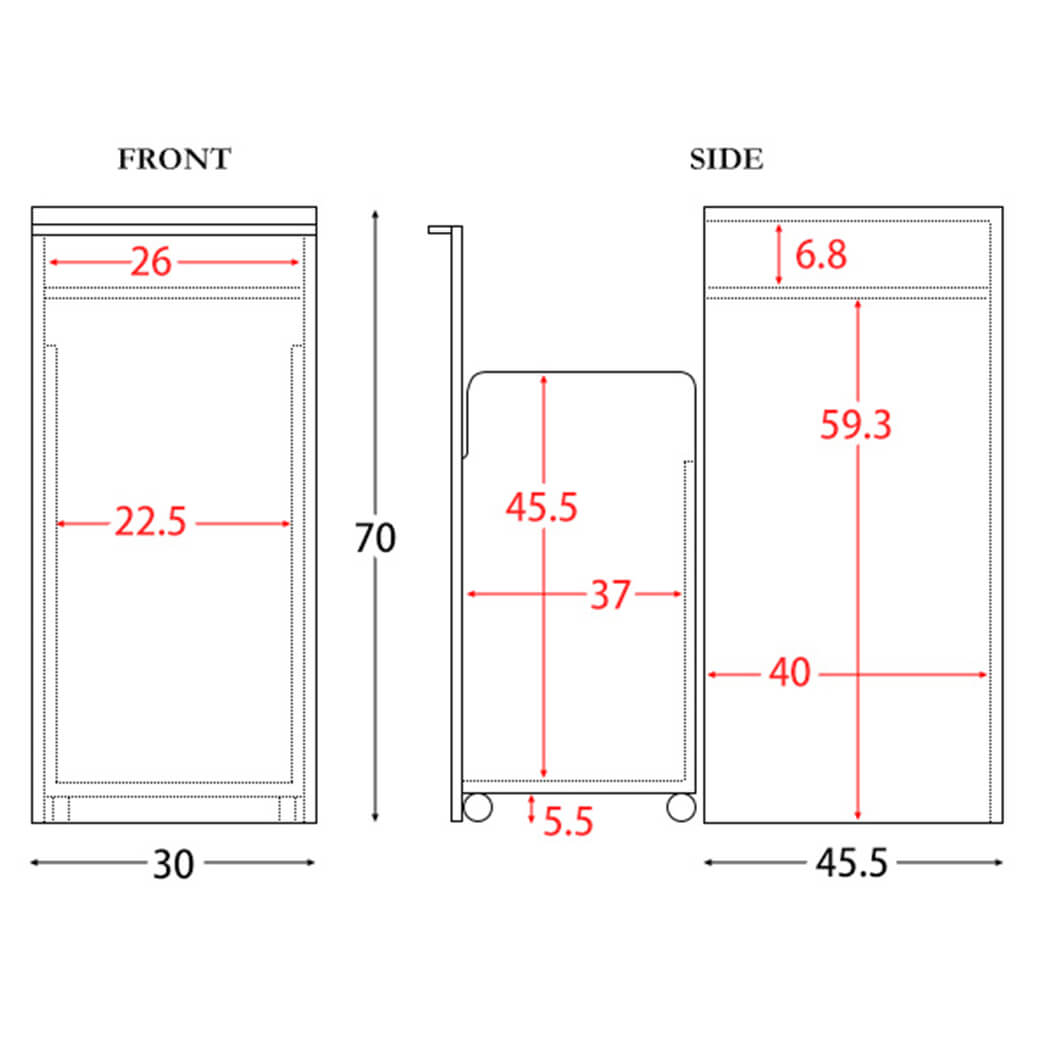 引出しダストボックス　ゴミ箱　４５リットル　４５Ｌ　ふた付き　塵箱　スリム　幅３０ｃｍ　ダストボックス