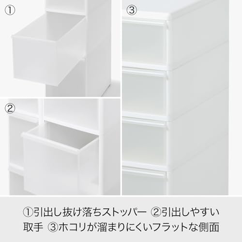 ライクイット (likeーit) ランドリー収納 すき間 引出し スーパースリム 3段 (着脱式アジャスター付) 約幅15.5×奥46.5×高82cm ホワイト 日本製 FTSー111A 洗濯機横で使
