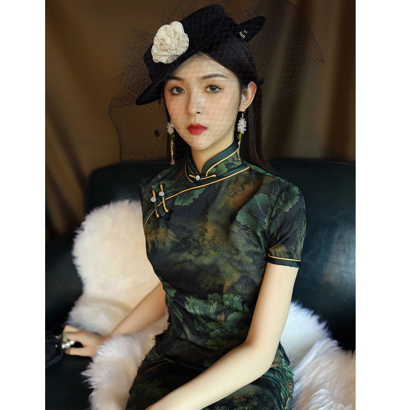 デイリーチャイナサマーロング2025改良グリーンレトロオールド上海エレガント婦人服 デイリーチャイナサマーロング2025改良グリーンレトロオールド上海エレガント婦人服