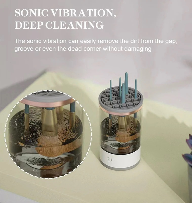 電気化粧ブラシクリーナー,3 in 1,クリーナー,ホルダースタンド,怠惰な掃除機,乾燥した洗浄ツール