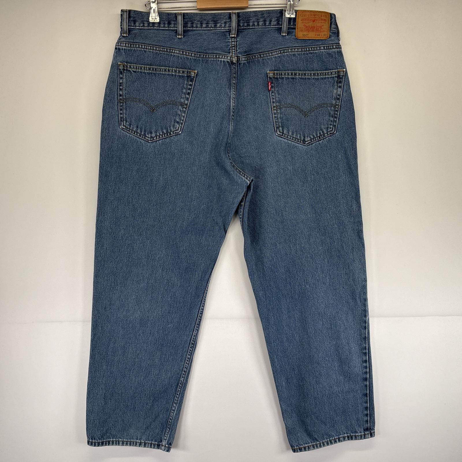 古着 デニムパンツ 550 テーパード ジップフライ 5ポケット ジーンズ ジーパン 大きいサイズ w42 L30 ブルー メンズ 古着 デニムパンツ 550 テーパード ジップフライ 5ポケット ジーンズ ジーパン 大きいサイズ w42 L30 ブルー メンズ