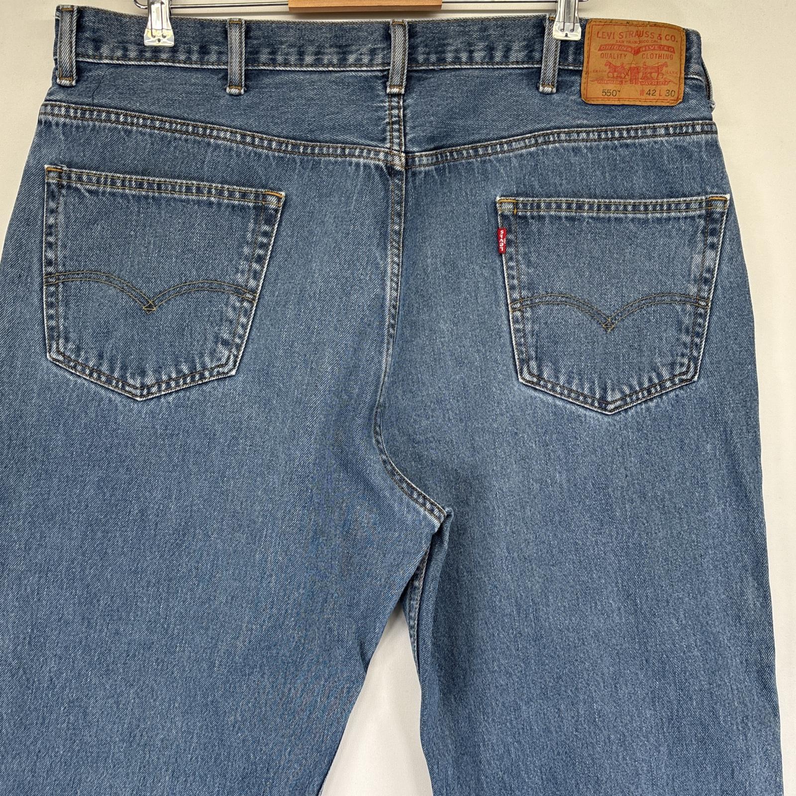 古着 デニムパンツ 550 テーパード ジップフライ 5ポケット ジーンズ ジーパン 大きいサイズ w42 L30 ブルー メンズ 古着 デニムパンツ 550 テーパード ジップフライ 5ポケット ジーンズ ジーパン 大きいサイズ w42 L30 ブルー メンズ