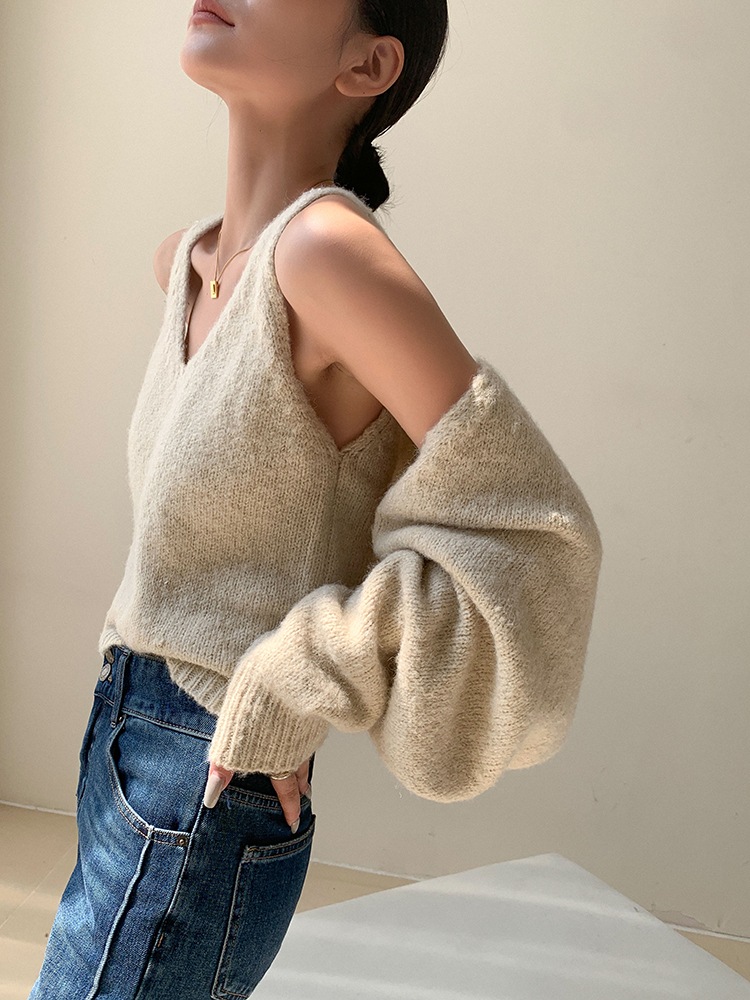 レディース ファッション カジュアル セーター 女性 秋 冬 ニット カーディガン ショール インナー ベスト アプリコット ＳＭＬXL トップス 袖あり かわいい 大人可愛い きれいめ シンプル