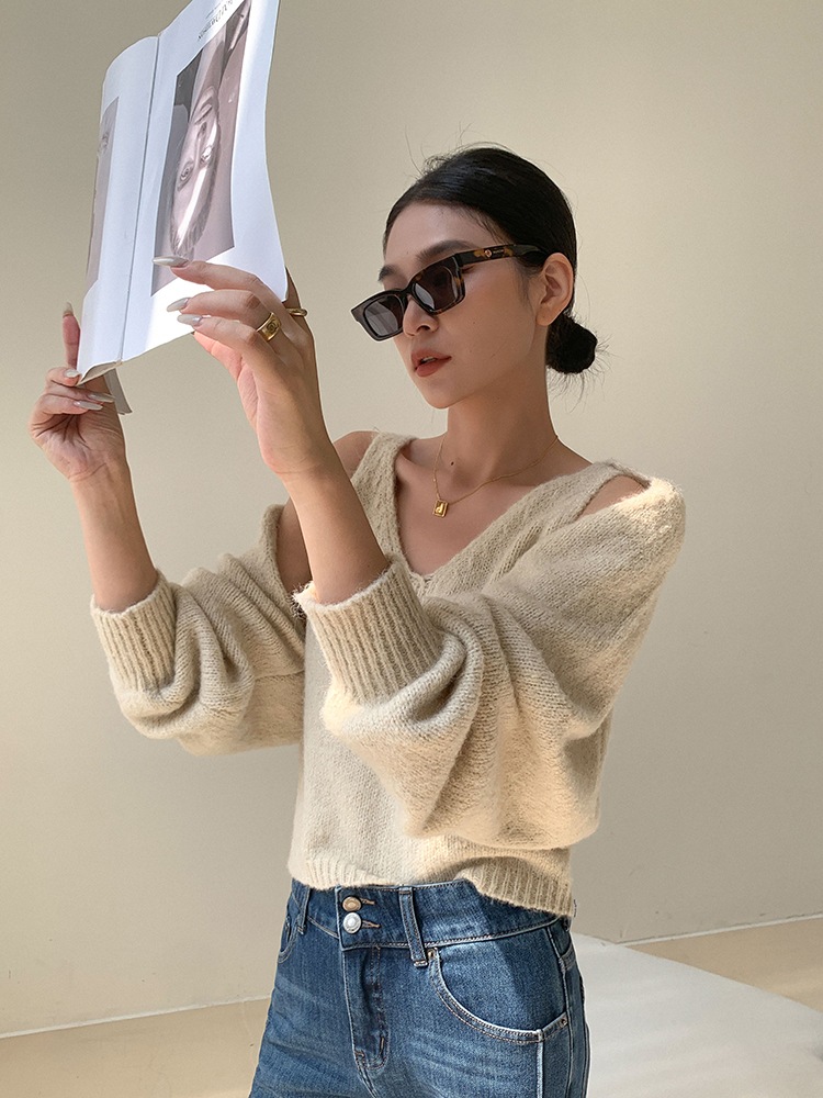 レディース ファッション カジュアル セーター 女性 秋 冬 ニット カーディガン ショール インナー ベスト アプリコット ＳＭＬXL トップス 袖あり かわいい 大人可愛い きれいめ シンプル