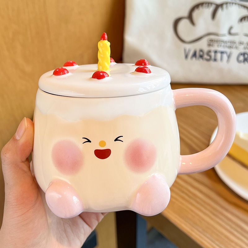 ケーキマグカップかわいいギフトボックス高颜値誕生日プレゼント女子陶磁器カップ蓋付き家庭用カップルカップ ケーキマグカップかわいいギフトボックス高颜値誕生日プレゼント女子陶磁器カップ蓋付き家庭用カップルカップ