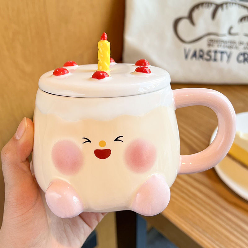 ケーキマグカップかわいいギフトボックス高颜値誕生日プレゼント女子陶磁器カップ蓋付き家庭用カップルカップ ケーキマグカップかわいいギフトボックス高颜値誕生日プレゼント女子陶磁器カップ蓋付き家庭用カップルカップ