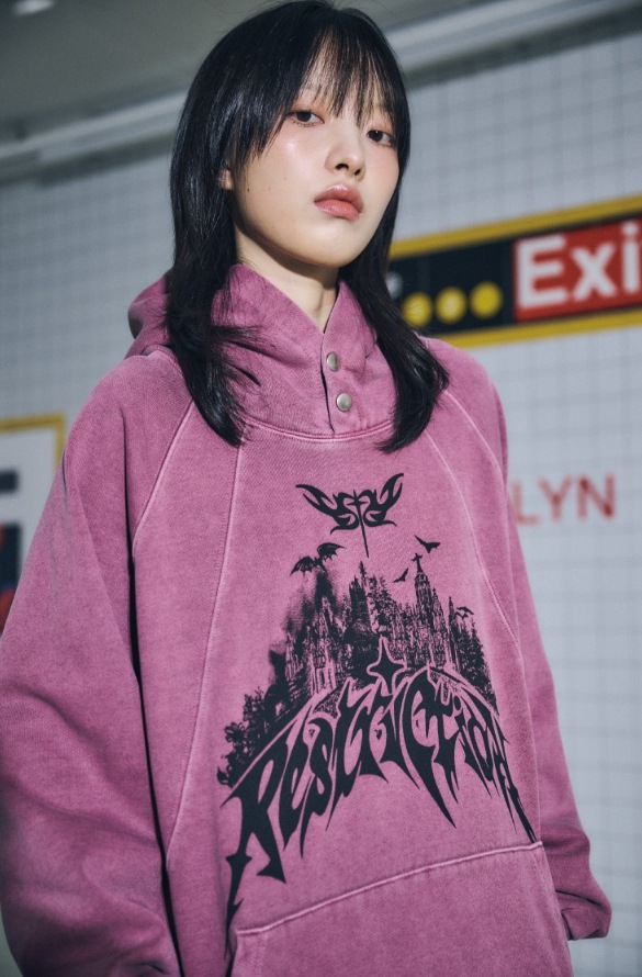 【CPGN STUDIO】 Restriction Pigment Snap Hoodie