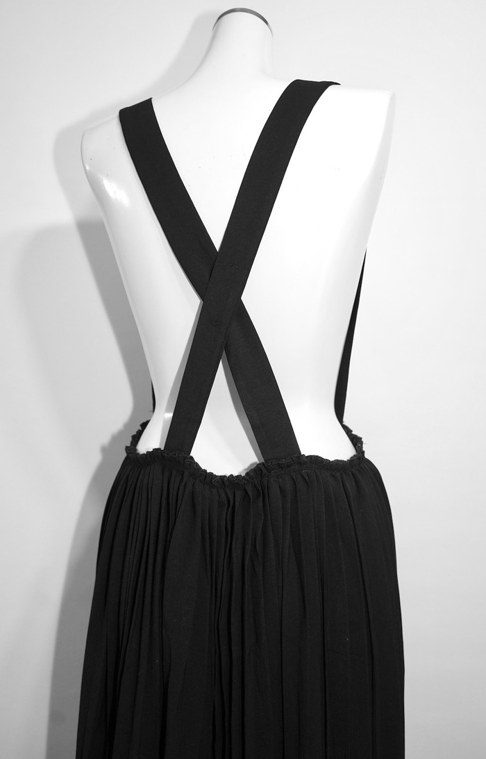 Cross Strap Pleats Jumper Long Skirt (black) A,D,G レディース ボトムス Cross Strap Pleats Jumper Long Skirt (black) A,D,G レディース ボトムス