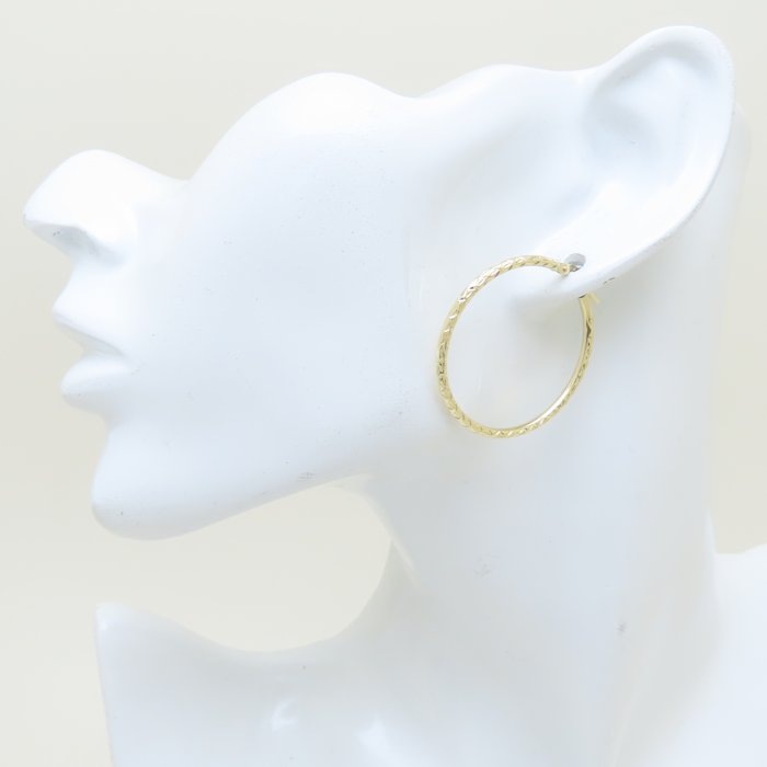 フープ ピアス 3.3cm K18YG イエローゴールド/293484【中古】 フープ ピアス 3.3cm K18YG イエローゴールド/293484【中古】