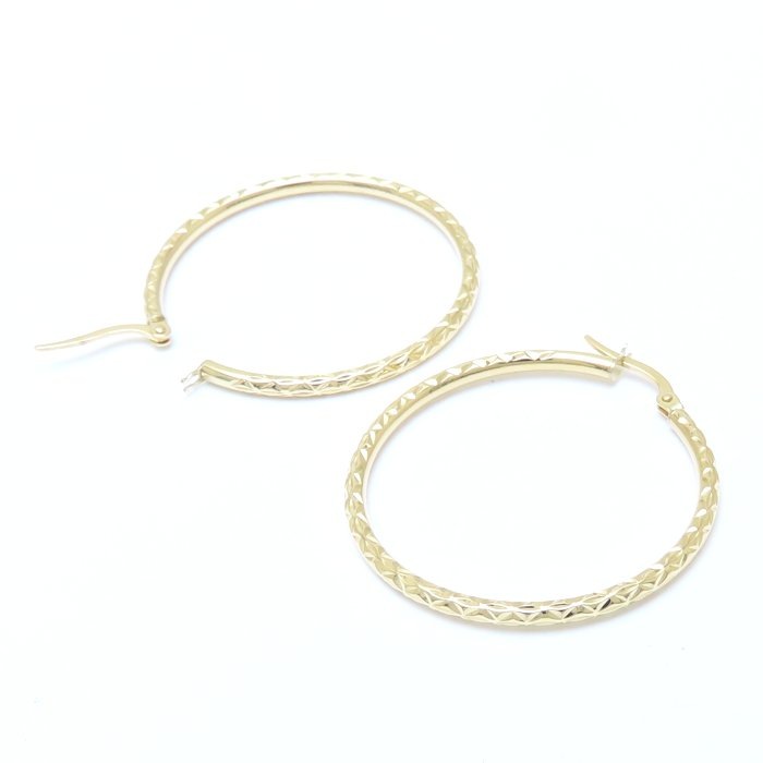 フープ ピアス 3.3cm K18YG イエローゴールド/293484【中古】 フープ ピアス 3.3cm K18YG イエローゴールド/293484【中古】