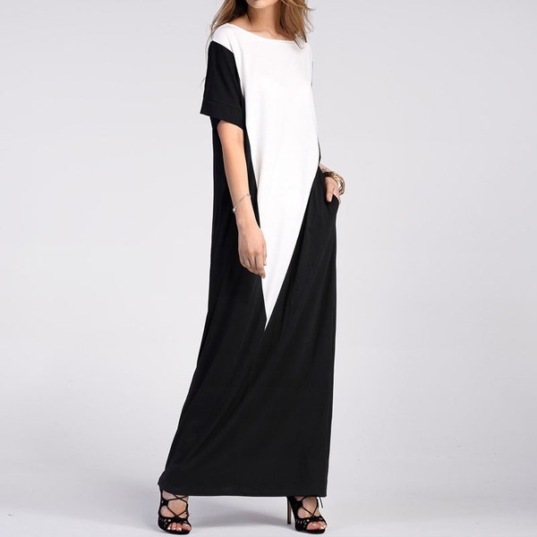 新しいセクシーなファッション女性ラウンドネック特大カフトンTシャツドレスパーティロングマキシドレス 新しいセクシーなファッション女性ラウンドネック特大カフトンTシャツドレスパーティロングマキシドレス