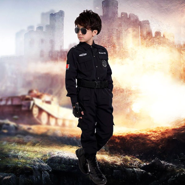 Qoo10] 子供警察制服リトル警察官服軍服スーツ黒猫