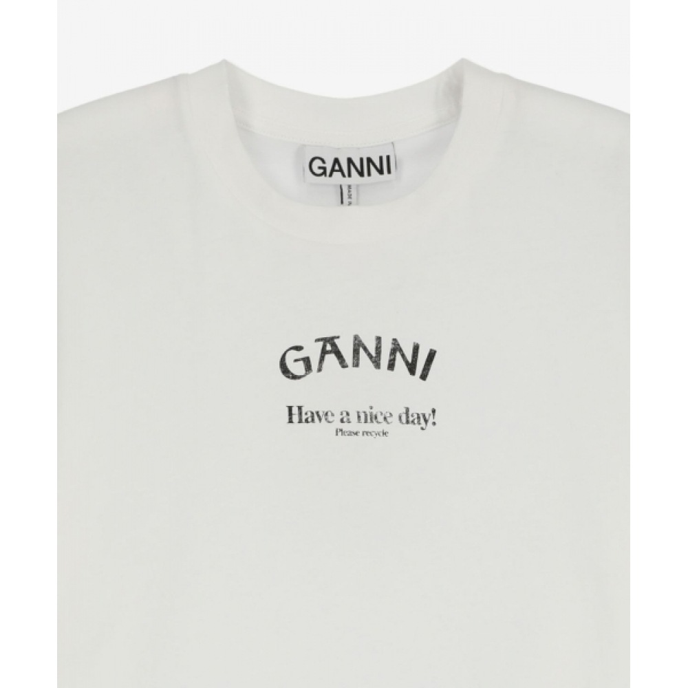 GANNI 씬 저지 오넥 릴렉스핏 반소매 티셔츠 T3561151