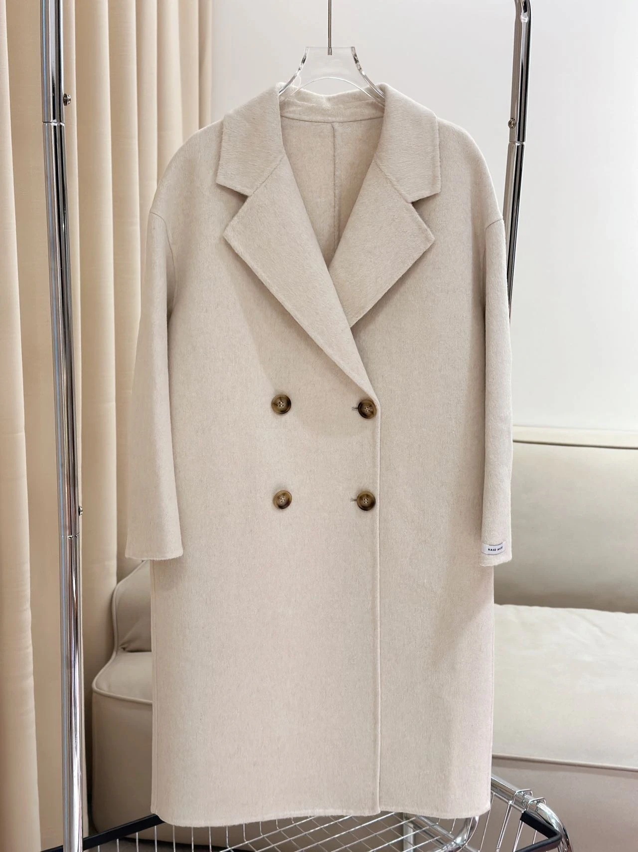 秋冬新作ロングヘア両面ウールコートミドル丈ラグランスリーブドロップショルダールーズスタイル韓国風怠け者風アウターレディース 秋冬新作ロングヘア両面ウールコートミドル丈ラグランスリーブドロップショルダールーズスタイル韓国風怠け者風アウターレディース