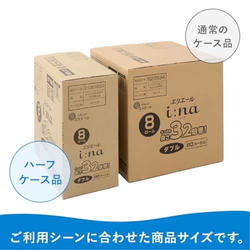 エリエール トイレットペーパー i:na(イーナ) 3.2倍巻き 80m32ロール (8ロール4パック) ダブル パルプ100% 華やかなフローラルの香り 【ハーフケース】