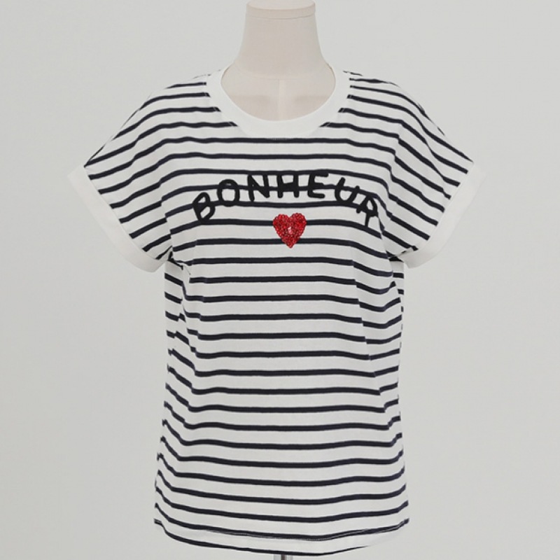 Click & Funny ボニーエンブロイダリーストライプ t シャツ Click & Funny ボニーエンブロイダリーストライプ t シャツ