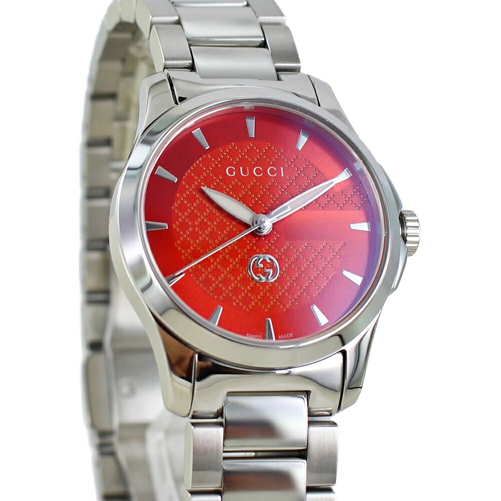 ペアウォッチ グッチ ペア 腕時計 手表 婚約 結婚 記念日 両親 プレゼント 高級時計 GUCCI Gタイムレス メンズ レディース お揃い カップル ペアギフト シルバー コーラルレッド ブレスレ
