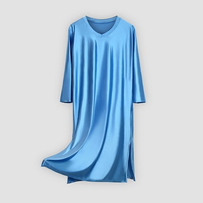Qoo10] MJINM Vネックパジャマ 超光沢ワンピースドレス