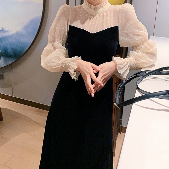 ワンピース フレアワンピース ミモレ ミモレ丈 袖あり 長袖 パフスリーブ スタンドカラー フレア セミフレア レース 刺繍 シフォン 切り替えデザイン ドッキング 透け感 シースルー ベロア ワンピース フレアワンピース ミモレ ミモレ丈 袖あり 長袖 パフスリーブ スタンドカラー フレア セミフレア レース 刺繍 シフォン 切り替えデザイン ドッキング 透け感 シースルー ベロア