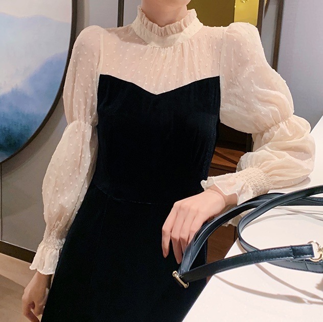 ワンピース フレアワンピース ミモレ ミモレ丈 袖あり 長袖 パフスリーブ スタンドカラー フレア セミフレア レース 刺繍 シフォン 切り替えデザイン ドッキング 透け感 シースルー ベロア ワンピース フレアワンピース ミモレ ミモレ丈 袖あり 長袖 パフスリーブ スタンドカラー フレア セミフレア レース 刺繍 シフォン 切り替えデザイン ドッキング 透け感 シースルー ベロア