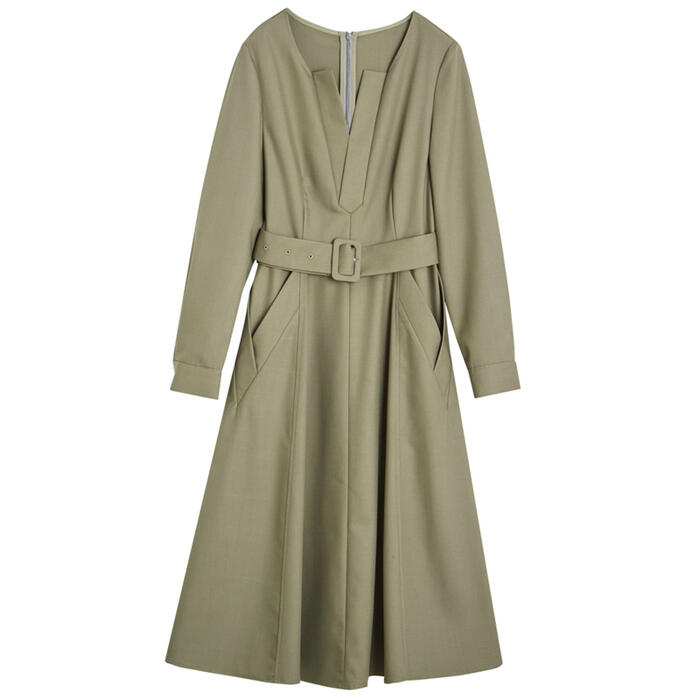 ワンピース 袖あり Vネック キーネック きれいめ カジュアル ひざ丈 長袖 ワンピ ドレス フェミニン レディース エレガント Aライン ウエストベルト ハイウエスト 大人 可愛い グリーン 緑 ブ ワンピース 袖あり Vネック キーネック きれいめ カジュアル ひざ丈 長袖 ワンピ ドレス フェミニン レディース エレガント Aライン ウエストベルト ハイウエスト 大人 可愛い グリーン 緑 ブ