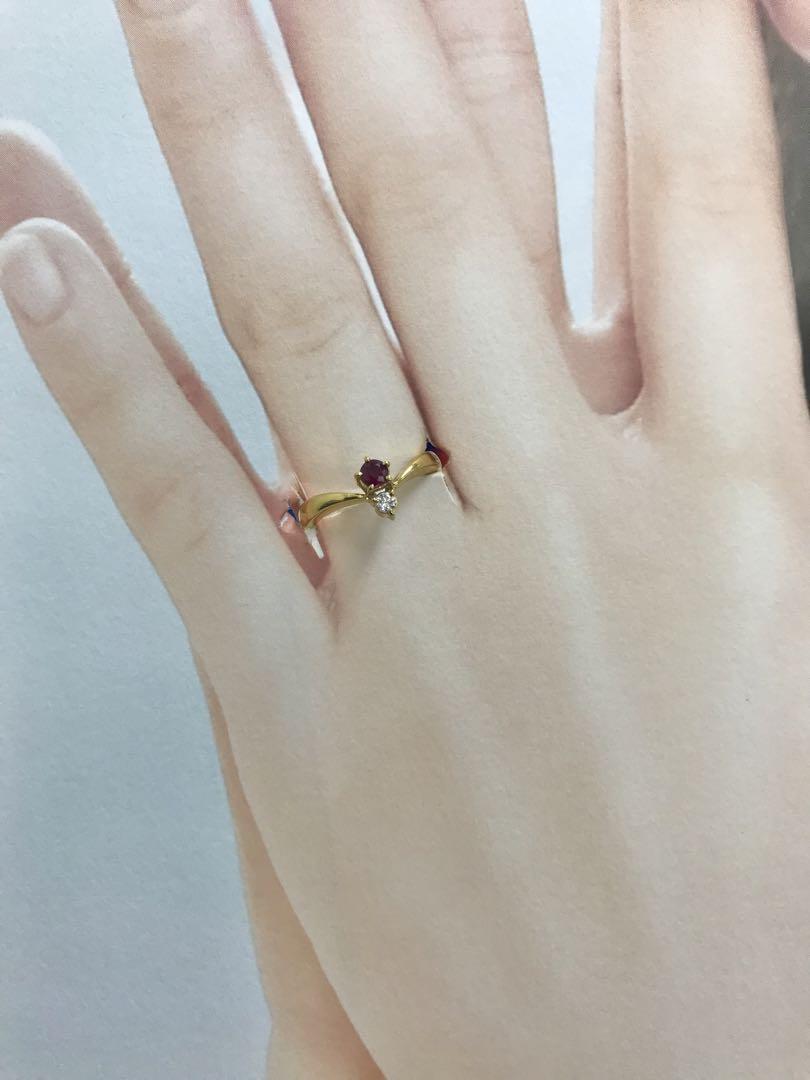 MIKIMOTO ミキモト リング K18 YG ルビー ダイヤ 7号 指輪