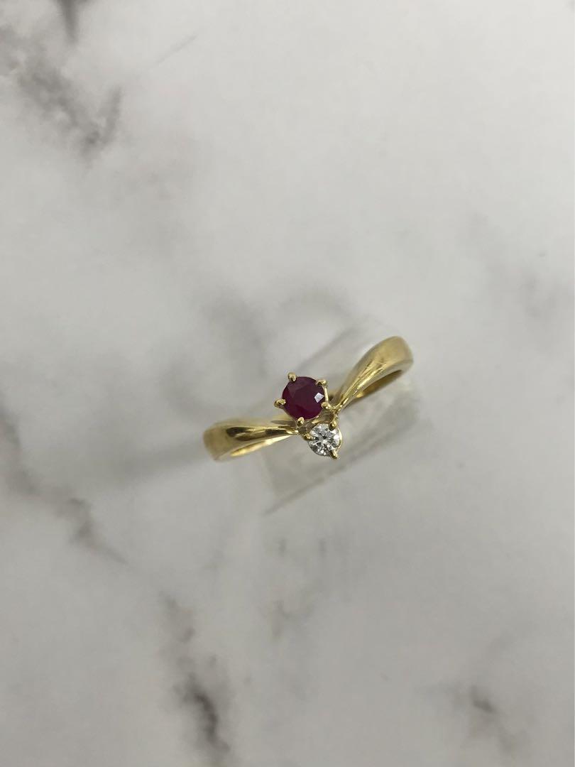 MIKIMOTO　ミキモト　リング　K18　YG　ルビー　ダイヤ　7号　指輪 MIKIMOTO ミキモト リング K18 YG ルビー ダイヤ 7号 指輪