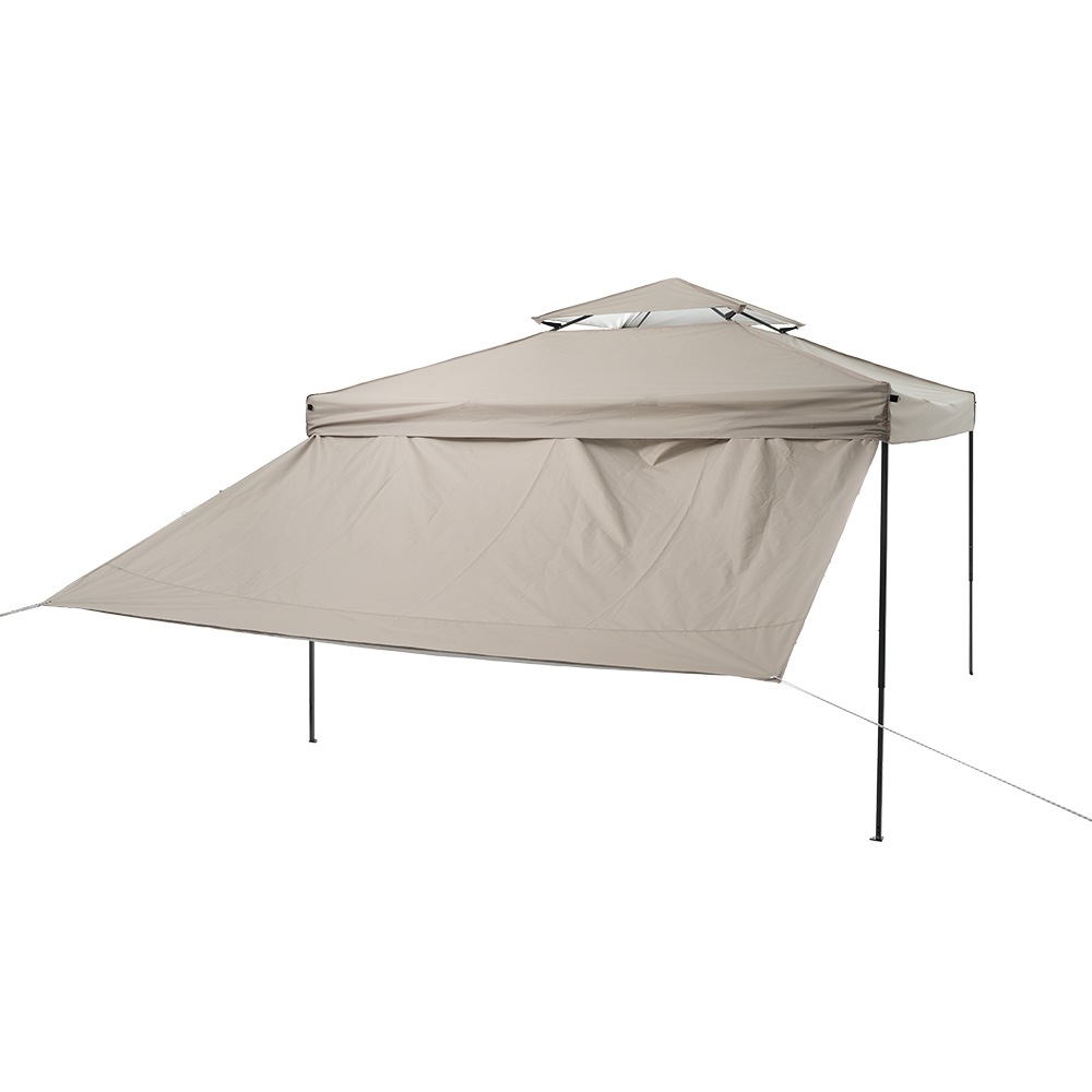 【本日限り激安SALE】【ベージュ】タープテント 3m サイドシート1枚付 UV加工 撥水 ワンタッチタープテント 簡単 大型