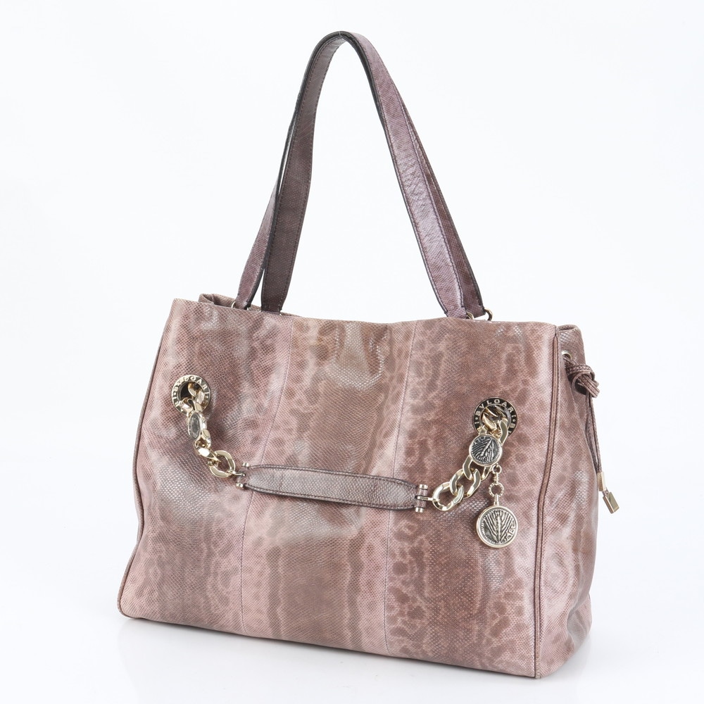 美品 ホログラムシール付 モネーテ チェーン リザード レザー 2WAY トート バッグ 肩掛け ショルダー ハンド A4 レディース ECE CP45-1 中古 美品 ホログラムシール付 モネーテ チェーン リザード レザー 2WAY トート バッグ 肩掛け ショルダー ハンド A4 レディース ECE CP45-1 中古