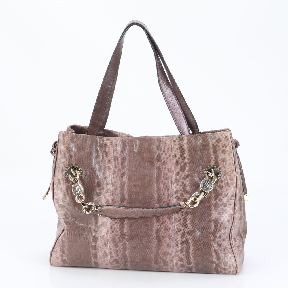 美品 ホログラムシール付 モネーテ チェーン リザード レザー 2WAY トート バッグ 肩掛け ショルダー ハンド A4 レディース ECE CP45-1 中古 美品 ホログラムシール付 モネーテ チェーン リザード レザー 2WAY トート バッグ 肩掛け ショルダー ハンド A4 レディース ECE CP45-1 中古