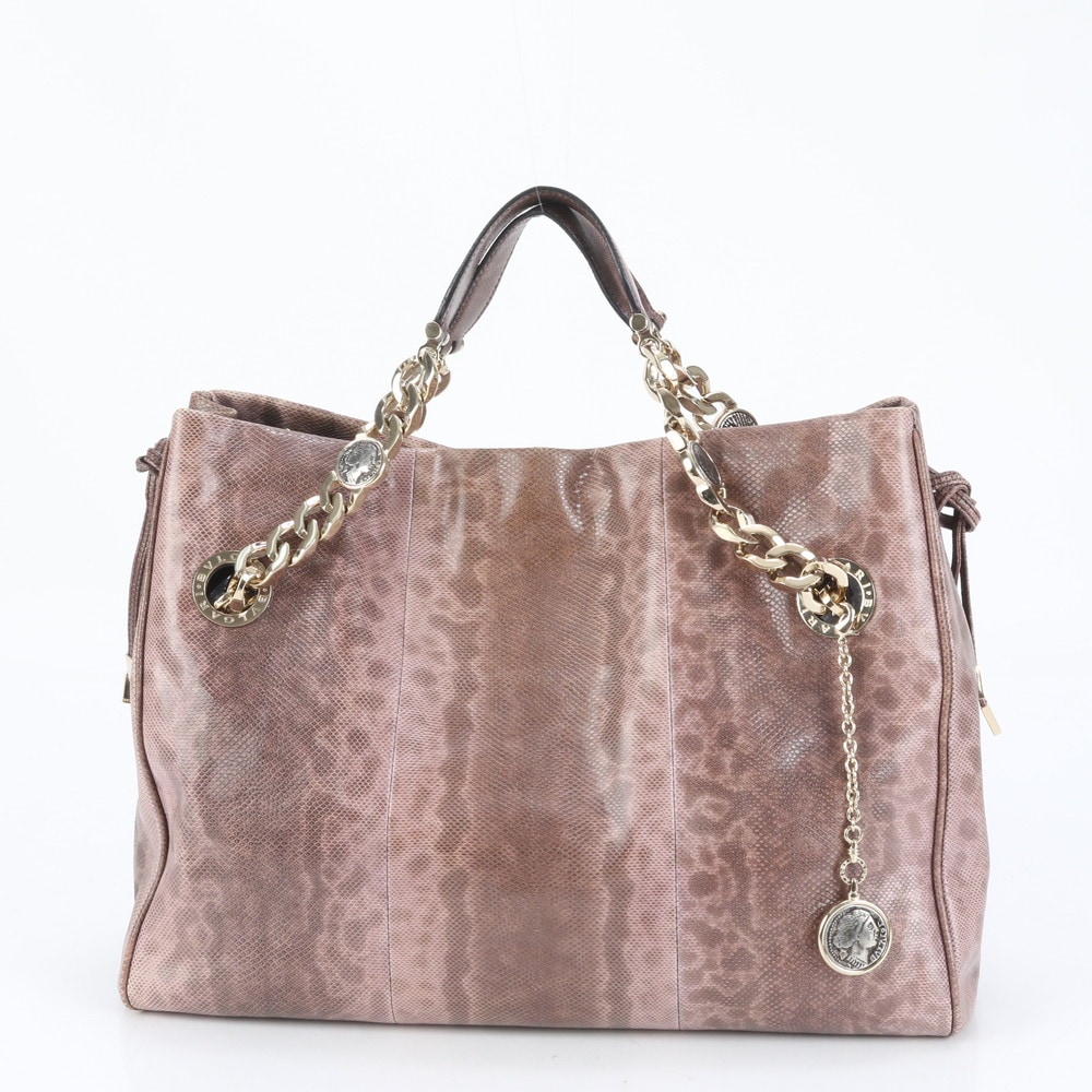 美品 ホログラムシール付 モネーテ チェーン リザード レザー 2WAY トート バッグ 肩掛け ショルダー ハンド A4 レディース ECE CP45-1 中古 美品 ホログラムシール付 モネーテ チェーン リザード レザー 2WAY トート バッグ 肩掛け ショルダー ハンド A4 レディース ECE CP45-1 中古