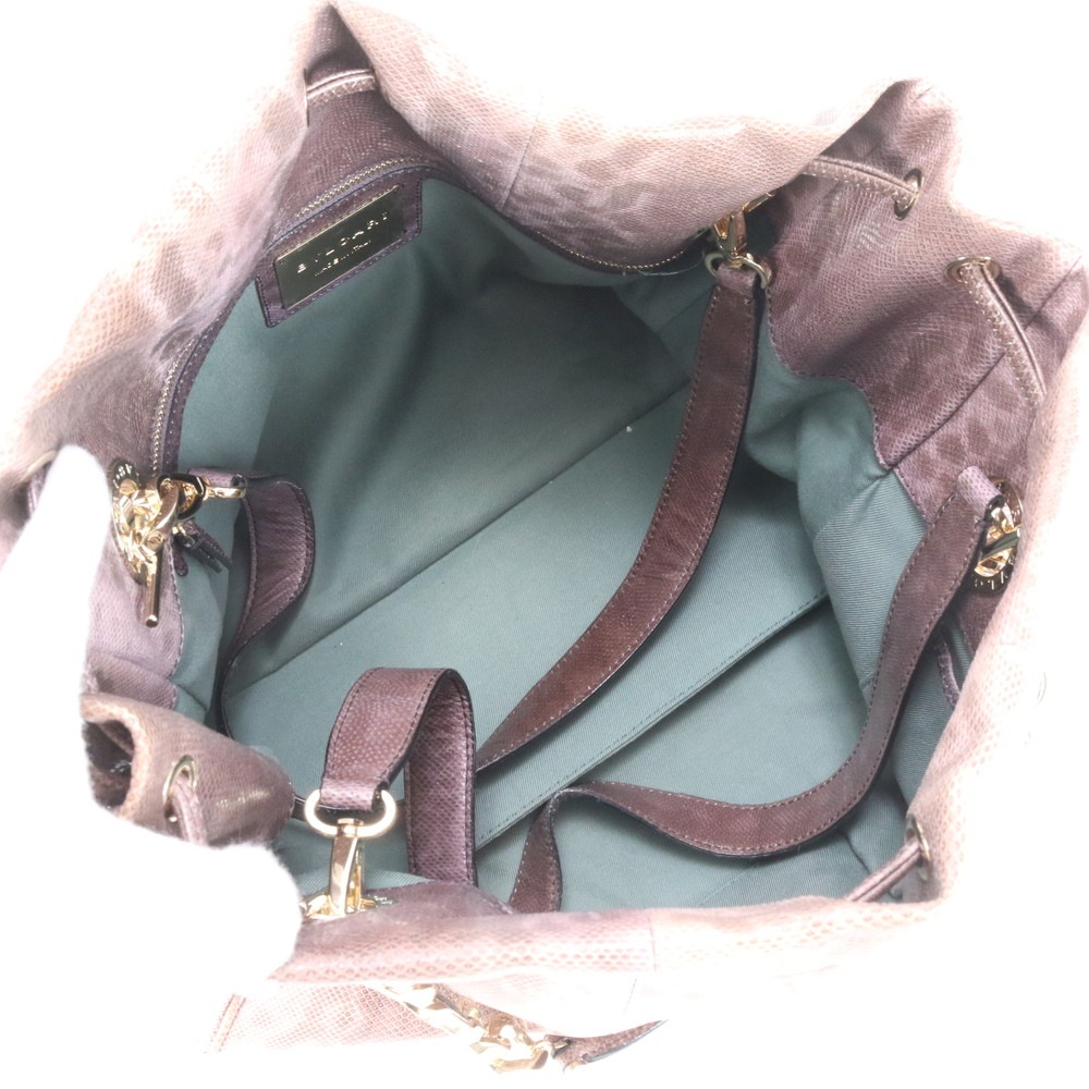 美品 ホログラムシール付 モネーテ チェーン リザード レザー 2WAY トート バッグ 肩掛け ショルダー ハンド A4 レディース ECE CP45-1 中古 美品 ホログラムシール付 モネーテ チェーン リザード レザー 2WAY トート バッグ 肩掛け ショルダー ハンド A4 レディース ECE CP45-1 中古