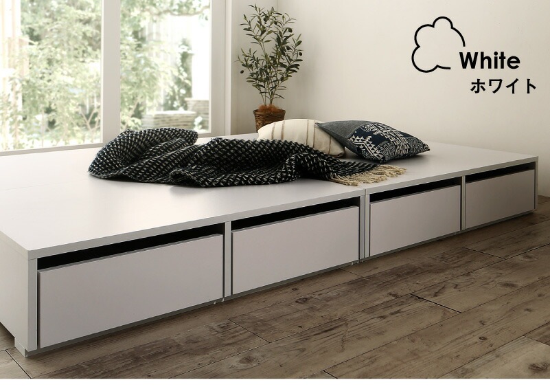 [組立設置付]布団で寝られる 大容量収納ベッド [センペール2] [薄型スタンダードボンネルコイルマットレス付き] ロータイプ 引き出し4杯付き シングル [フレーム色]シャビーグレー